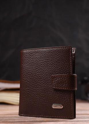 Універсальний чоловічий гаманець із натуральної зернистої шкіри canpellini 21744 коричневий7 фото