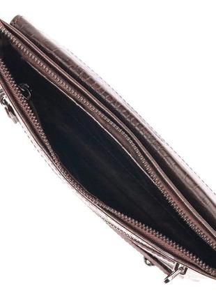 Модный клатч для мужчин из натуральной фактурной кожи canpellini 21552 коричневый4 фото