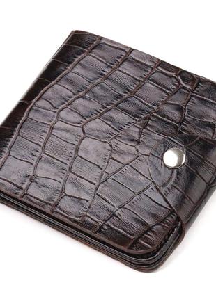 Практичное портмоне для мужчин в два сложения из натуральной фактурной кожи с тиснением под крокодила1 фото
