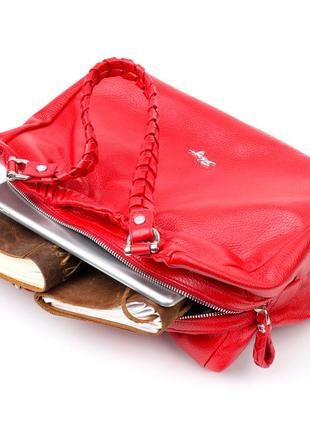 Яркая женская сумка с ручками karya 20843 кожаная красный8 фото