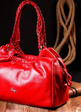 Яркая женская сумка с ручками karya 20843 кожаная красный9 фото