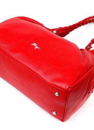 Яркая женская сумка с ручками karya 20843 кожаная красный4 фото