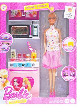 Лялька барбі "barbie" з кухонним набором x221j1 меблі для лялькового будиночка