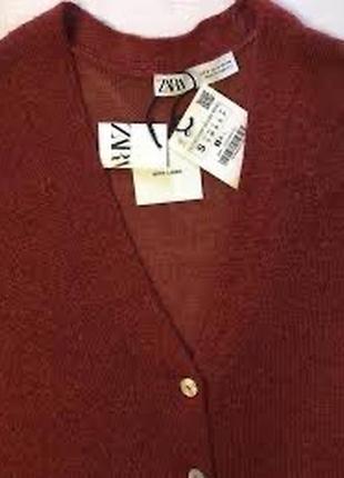 Zara кирпичная жилетка кардиган смесовый лён5 фото