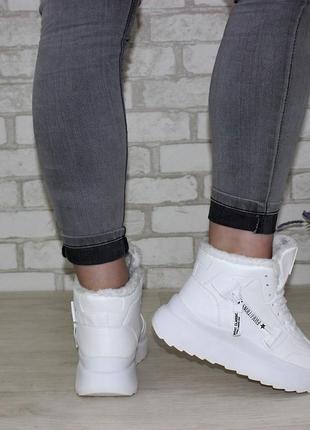 🔴 женские белые зимние спортивные ботинки2 фото