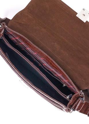 Чоловічий портфель із фактурної шкіри karya 20938 коричневий4 фото