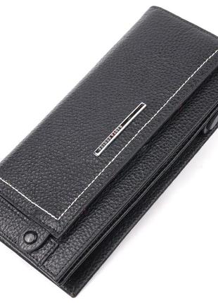Практичний жіночий горизонтальний гаманець із натуральної шкіри karya 21093 чорний