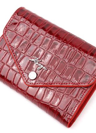 Лакований горизонтальний жіночий гаманець із монетницею з натуральної шкіри під крокодила karya 21073