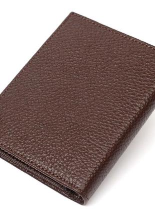 Компактний чоловічий гаманець із натуральної зернистої шкіри без застібки bond 21989 коричневий2 фото