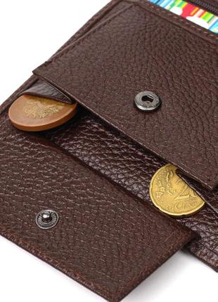 Компактний чоловічий гаманець із натуральної зернистої шкіри без застібки bond 21989 коричневий6 фото