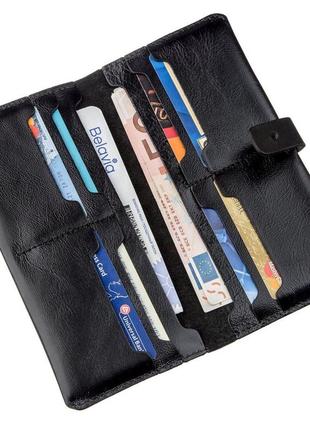 Бумажник мужской вертикальный из кожи алькор shvigel 16204 черный3 фото