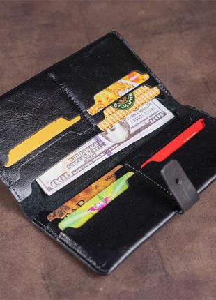 Бумажник мужской вертикальный из кожи алькор shvigel 16204 черный7 фото