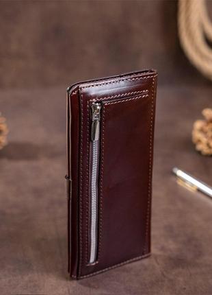 Бумажник вертикальный из кожи алькор shvigel 16202 коричневый8 фото