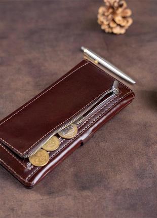 Бумажник вертикальный из кожи алькор shvigel 16202 коричневый9 фото