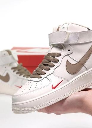 Кроссовки в стиле nike air force high высокие качественные стильные кроссовки унисекс кожаные премиум самые молодежные кожаные