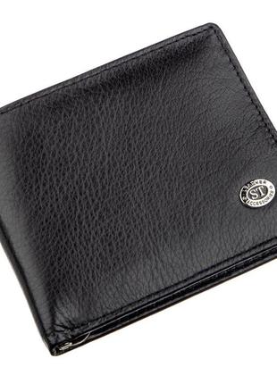 Компактный мужской кошелек с зажимом st leather 18837 черный1 фото