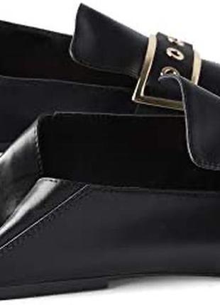 Zara кожаные лоферы с пряжкой и квадратным носом8 фото