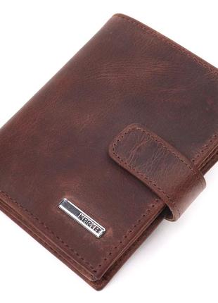 Небольшой мужской кошелек в винтажной коже karya 21387 коричневый