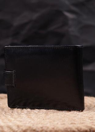 Классический мужской бумажник среднего размера из натуральной кожи st leather 19412 черный9 фото
