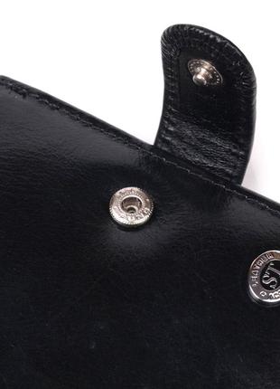 Классический мужской бумажник среднего размера из натуральной кожи st leather 19412 черный3 фото