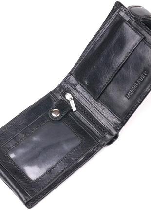 Классический мужской бумажник среднего размера из натуральной кожи st leather 19412 черный4 фото