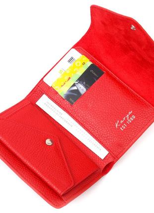 Горизонтальний жіночий гаманець із монетницею з натуральної фактурної шкіри karya 21074 червоний4 фото