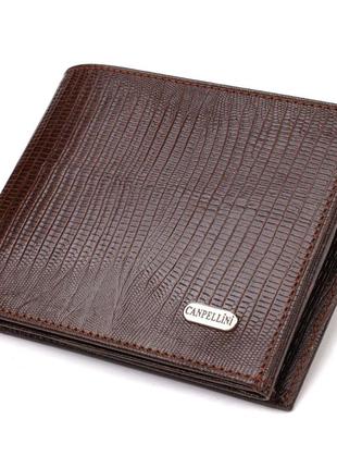 Стильний горизонтальний чоловічий гаманець середнього розміру з натуральної фактурної шкіри canpellini 21864