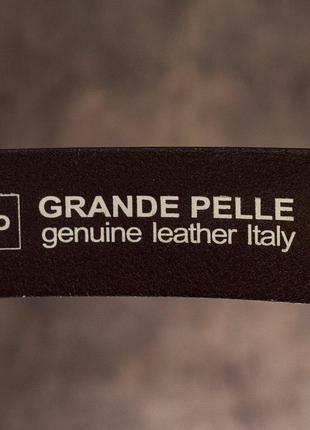 Ремень мужской с серебристой пряжкой grande pelle 11266 коричневый7 фото