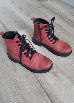 Ботинки черевики нубук осінні червоні1 фото