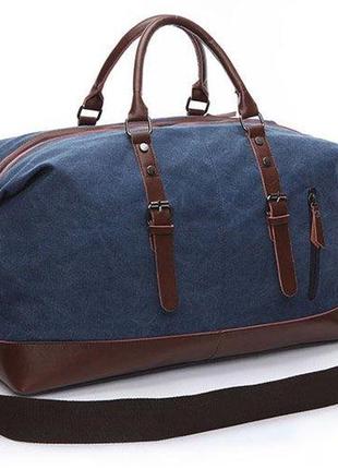 Дорожная сумка текстильная большая vintage 20083 синяя1 фото