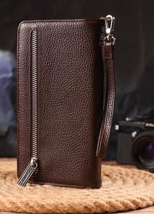 Оригинальное портмоне клатч из натуральной кожи canpellini 21537 коричневое8 фото