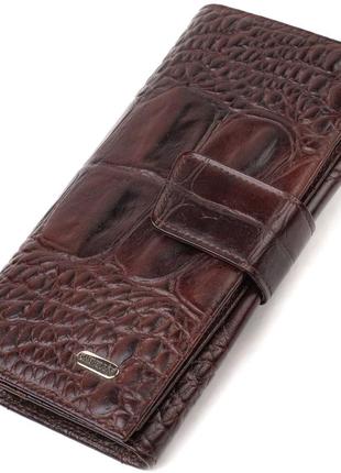 Превосходное стильное мужское портмоне из натуральной кожи с тиснением под крокодила canpellini 21846