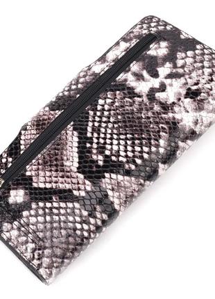 Багатофункціональне жіноче портмоне з натуральної фактурної шкіри під змію karya 21002 чорний2 фото