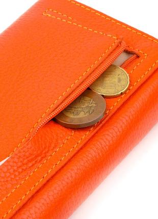 Большой женский кошелек из натуральной зернистой кожи canpellini 21710 оранжевый5 фото