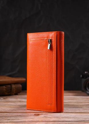 Большой женский кошелек из натуральной зернистой кожи canpellini 21710 оранжевый7 фото