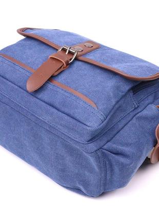 Цікава горизонтальна чоловіча сумка з текстилю 21250 vintage синя3 фото