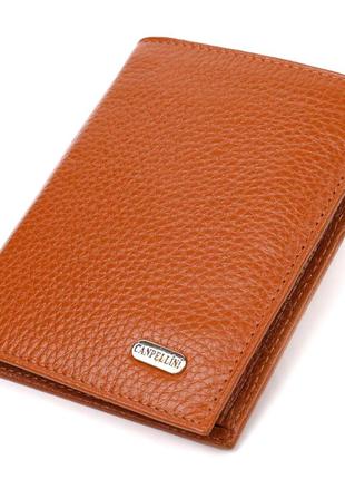 Стильний чоловічий гаманець вертикального формату з натуральної шкіри canpellini 21754 рудий