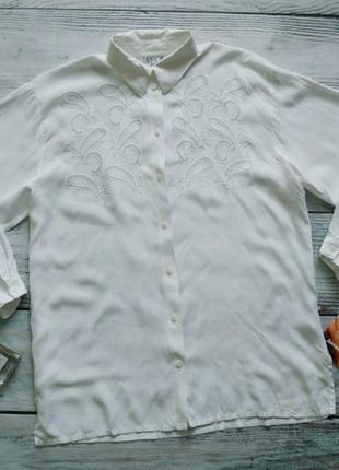 Рубашка блуза блузка белого цвета с вышивкой1 фото
