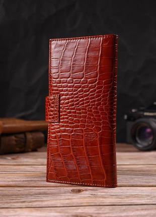 Ультрамодный кошелек для мужчин из натуральной кожи с тиснением под крокодила...
