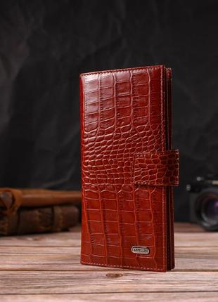 Ультрамодный кошелек для мужчин из натуральной кожи с тиснением под крокодила...