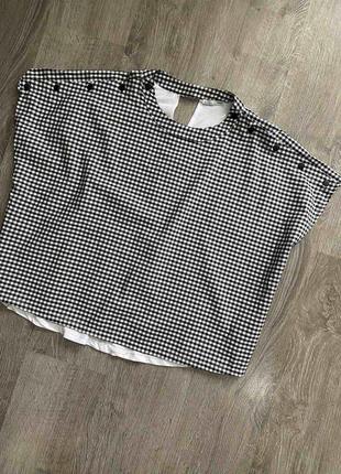 Zara оверсайз блузка топ футболка в клетку реглан2 фото