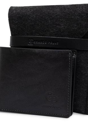 Кожаное мужское глянцевое портмоне grande pelle 11554 черный5 фото