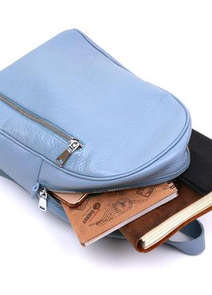 Стильний жіночий рюкзак з натуральної шкіри shvigel блакитний шкіряний зернистий 163186 фото