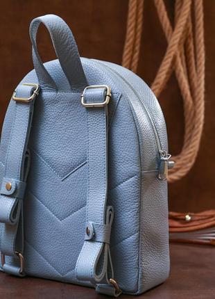 Стильний жіночий рюкзак з натуральної шкіри shvigel блакитний шкіряний зернистий 163189 фото