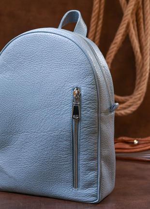 Стильний жіночий рюкзак з натуральної шкіри shvigel блакитний шкіряний зернистий 163188 фото