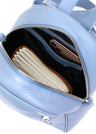 Стильний жіночий рюкзак з натуральної шкіри shvigel блакитний шкіряний зернистий 163184 фото