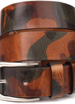 Ремінь для чоловіків у стилі мілітарі з натуральної шкіри grande pelle 21478 коричневий