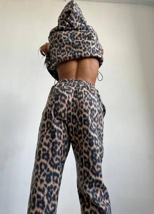 Костюм худі і штани фліс зебра леопард4 фото