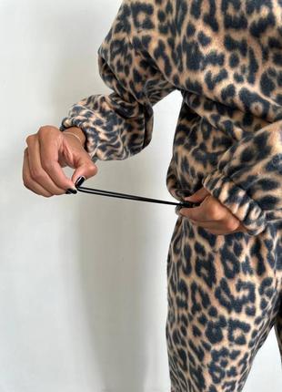 Костюм худи и брюки флис зебра леопард3 фото