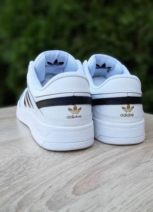 Adidas drop step белые с черным и золотым кроссовками мужские кожаные топ качество адидас кеды осенние белые7 фото